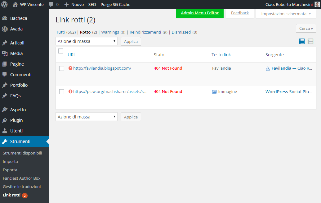 Errore 404- link rotti