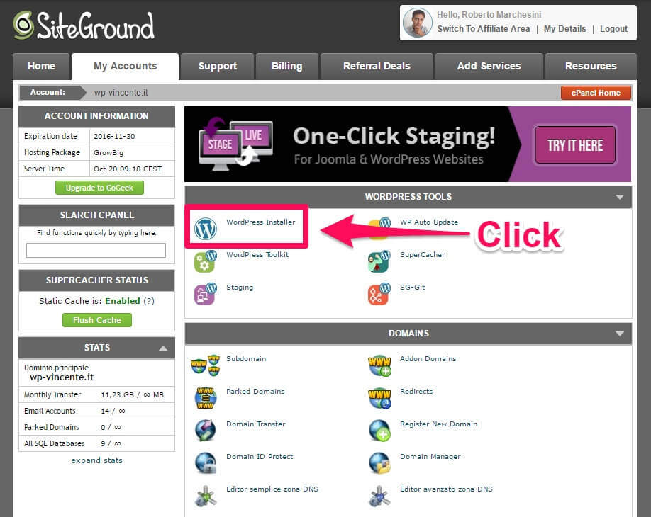 Installare WordPress su hosting SiteGround-parte2