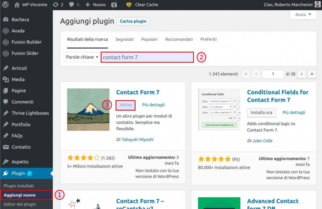 Come installare Contact Form 7 - Step1