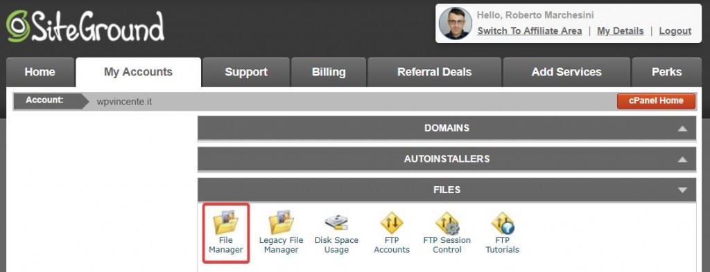Come fare backup manuale WordPress-Step2