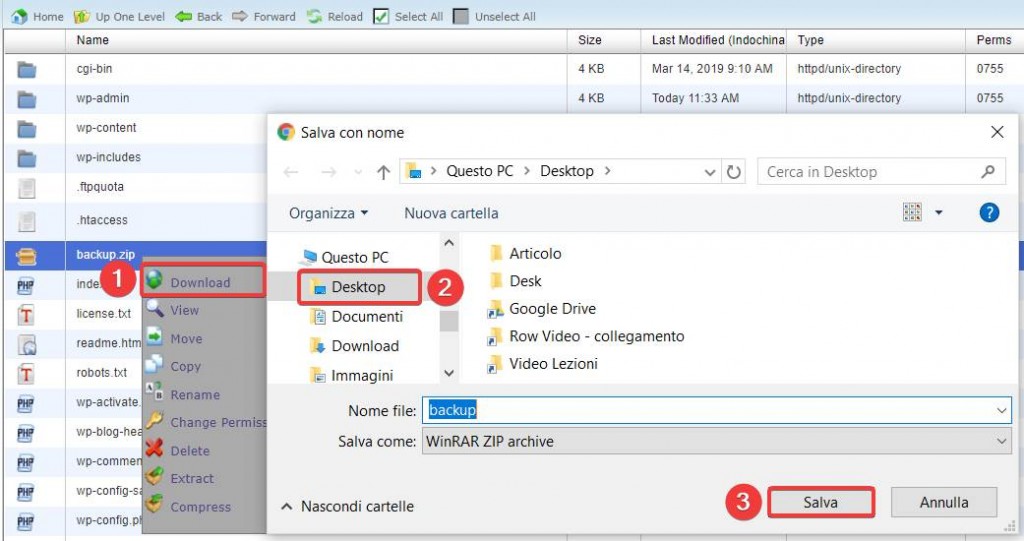 Come fare backup manuale WordPress-Step5