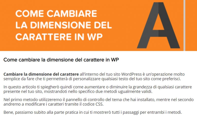 Come cambiare dimensione carattere WordPress-Step3