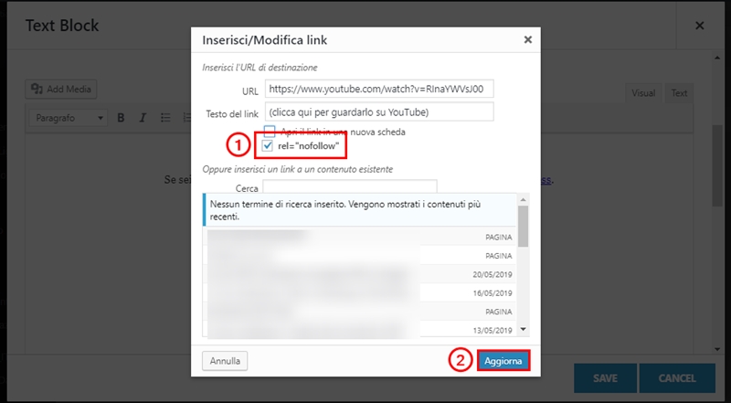 Come inserire link nofollow WordPress-Step3