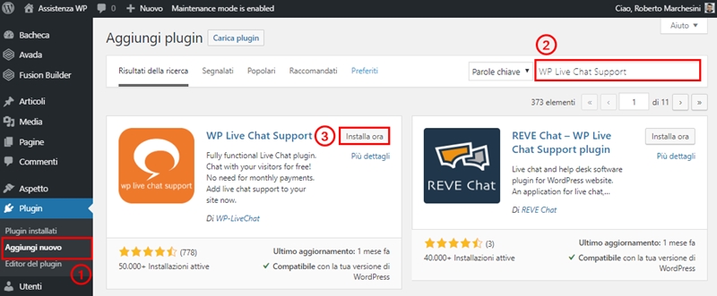Come inserire live chat sito WordPress-Step1