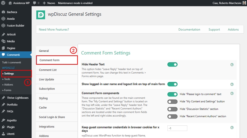 Come modificare modulo commenti WordPress-Step4