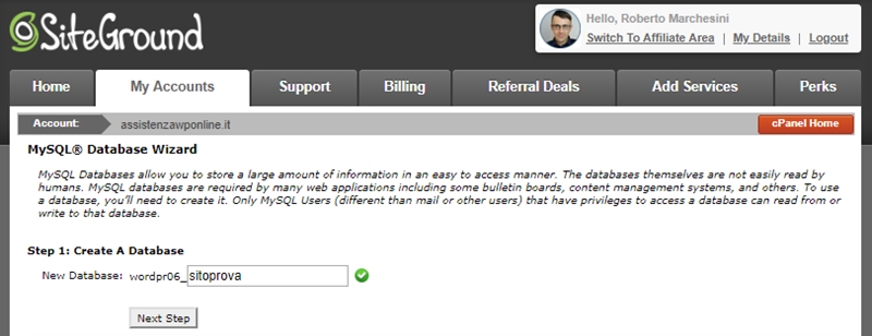 Come risolvere errore connessione database WordPress-Step3