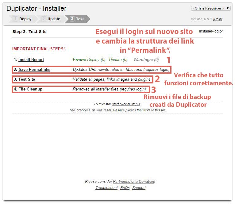 Duplicator Step 10