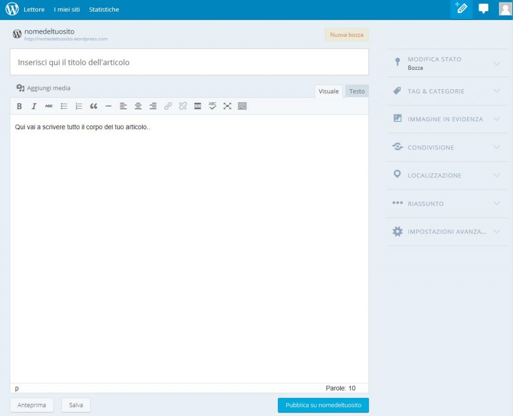 Come creare un blog gratis - Passaggio 7