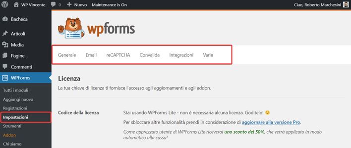 WPForms-come creare moduli contatto-Step2