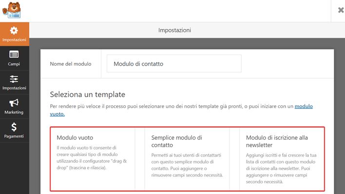 WPForms-come creare moduli contatto-Step3