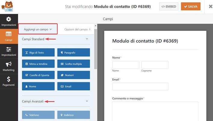 WPForms-come creare moduli contatto-Step6