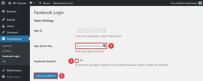 WordPress Facebook Login-come inserire-pulsante-Step8